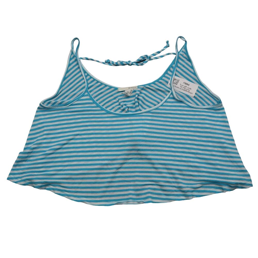 Michelle Shirt Womens M Blue and White Stripped Sleeveless Pullover Crop Top